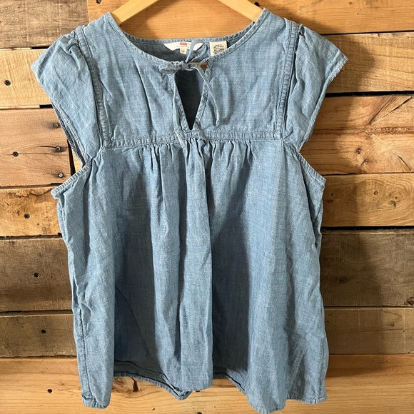 Levi's Blue Tie-Front Denim Blouse - Picture 1 of 3